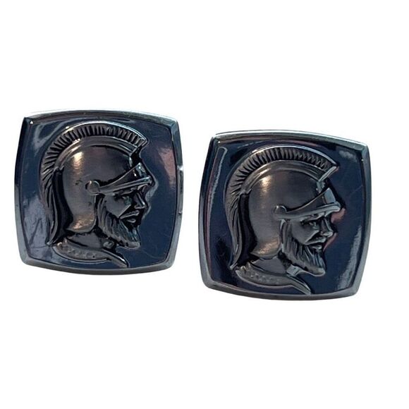 Hickok USA Retro Warrior Soldier Spartan Trojan Vintage Silver Tone Cufflinks - Picture 4 of 8